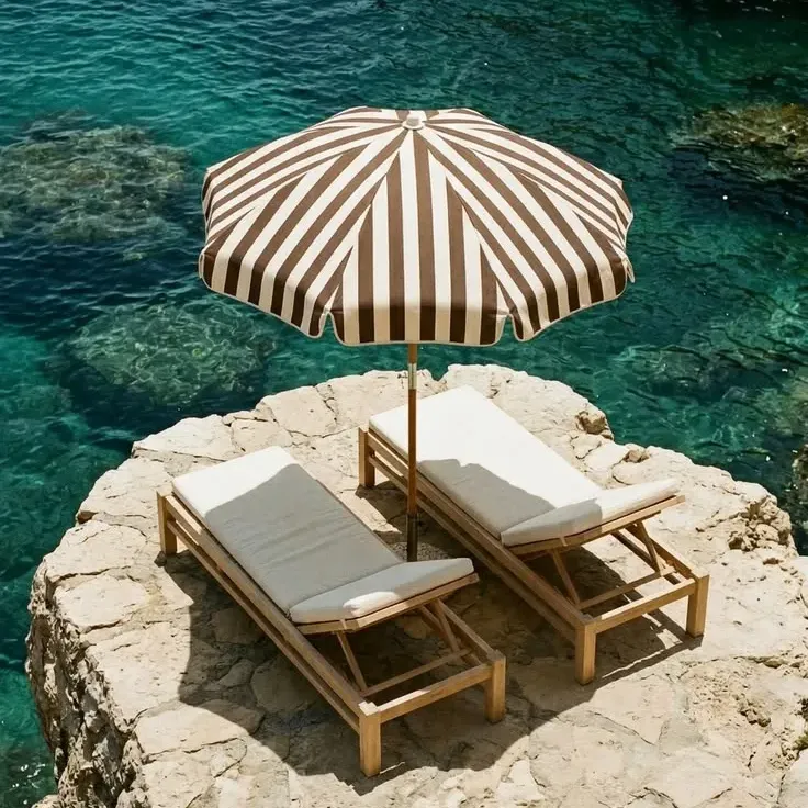 AI-Generated Luxury Travel Concept _ Cliffside Sun Loungers Mediterranean
